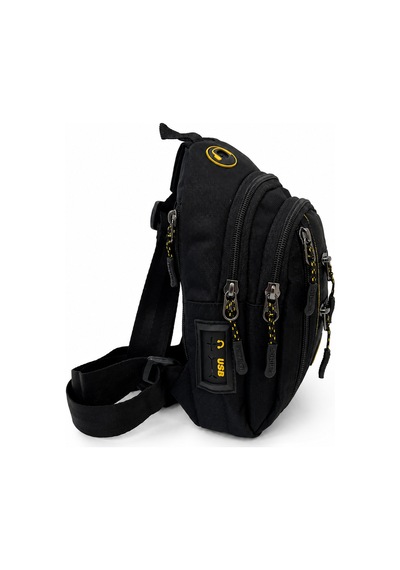 Sanmorris Unisex Küçük Boy Çok Gözlü Çapraz Askılı Body Bag Siyah-sarı