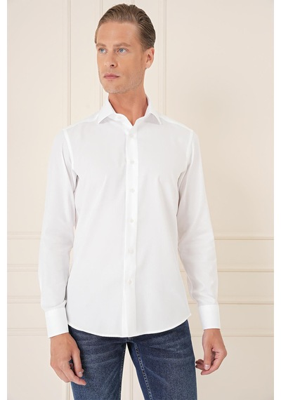 Efor Slim Fit %100 Pamuk Non Iron Kumaş Klasik Beyaz Gömlek Gk 735 Beyaz