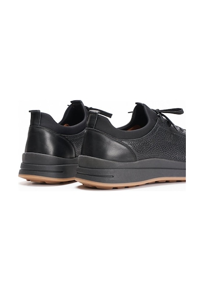 Fame Step Hakiki Deri Erkek Yürüyüş Ayakkabısı Casual Comfort Streç Yapı Bağcıksız Kullanım Ortopedik Günlük Rahat Taban Siyah Sneaker Napoli