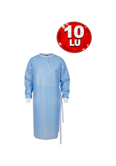 Mispak Tela Cerrahi Önlük Standart Ebat Mavi 10lu