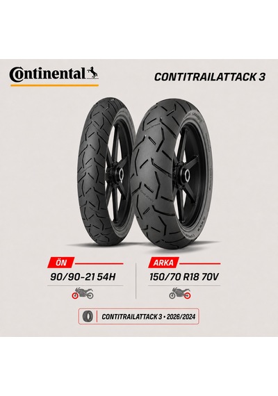 Continental Contitrailattack 3 90/90-21 54h - 150/70 R18 70v Ön Arka Motosiklet Lastik Takımı 2026/2024
