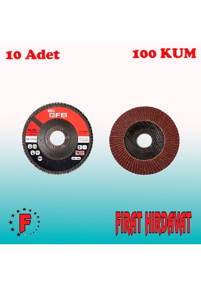 Gfb Flap Disk Zımpara 115x22 MM 100 Kum 10 Adet