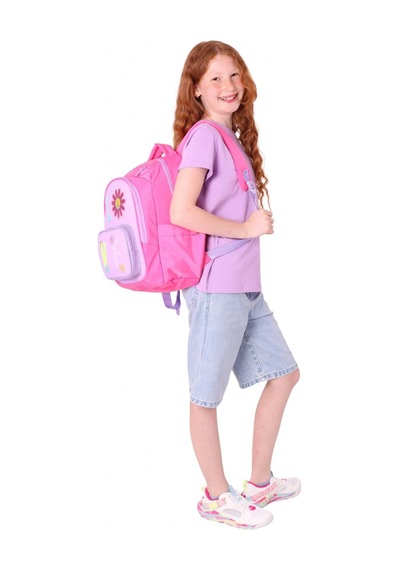 Kaukko Kids Simli Love Desenli Kız Çocuk Dört Bölmeli Okul Çantası - L5211 Pembe - Mor