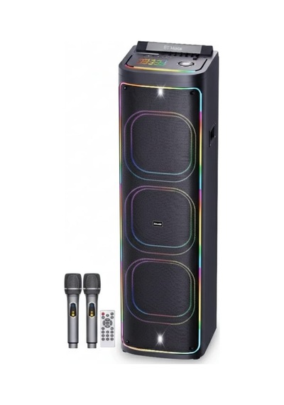 2272 Dijital Led Göstergeli Çift Kablosuz Mikrofonlu Rgb Tws Üçlü 12 İnç Stereo Bass Kablosuz Karaoke Hoparlör