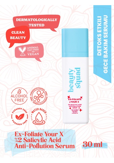 Beauty Squad Ex-Foliate Your X Pollution Salisilik Asit İçeren Gözenek Sıkılaştırıcı ve Karşıtı Serum 30 ML
