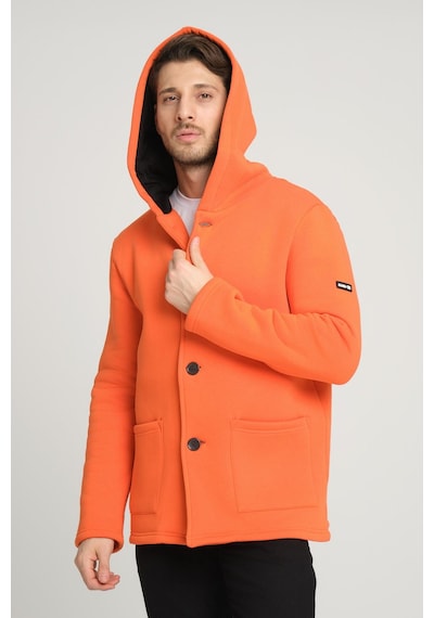 Alexandergardi Alexandergardı Kapüşonlu İçi Şardonlu Oversize Ceket E22-60700 Turuncu
