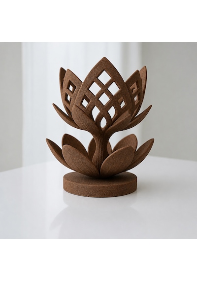 3d Baskı Lotus Çiçeği Mumluk - Dekoratif Tealight Mumluk-kahverengi Renkli