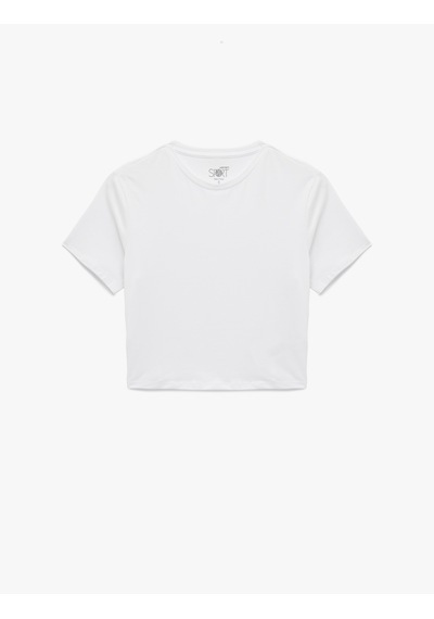Koton Slim Fit Kısa Kollu Pamuklu Bisiklet Yaka Spor Tişört Beyaz 7wak10053nk