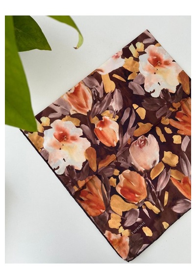 Emproyal Pastoral Desen Line Eşarp Taba