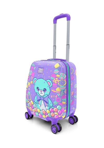Coral High Kids Şeker Ayıcık Desenli Çocuk Valizi 16693 Mor