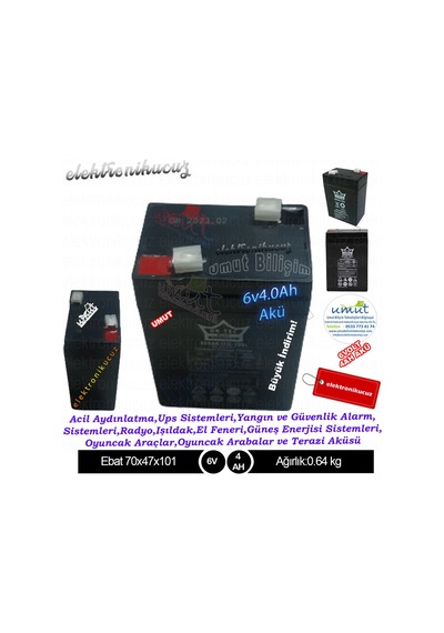 6 volt akü 6v 4ah akü 6 volt 4 amper ışıldak aküsü stoktan 6V4AH