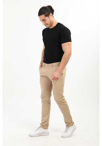 Tom Free Store Erkek Likralı Esnek Yumuşak Dokulu Pamuklu Chino Pantolon Bej