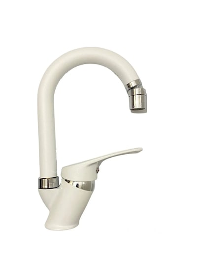 Beyaz Mix Lavabo Mutfak Bataryası Oynar Başlıklı Garantili Musluk Aç Kapa Kollu Beyaz