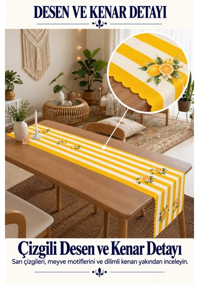 Vivanni Home Yıkanabilir Dikdörtgen Runner Günlük Kullanıma Uygun, Pratik Ve Uzun Ömürlü Limon Sarı