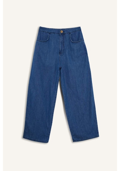 DeFacto Culotte Beli Lastikli Kısa Paça Bilek Boy Jean Pantolon E3041AX25SMNM34