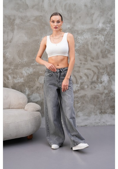 Cool Tarz Miami Antrasit Straight Wide Kadın Jean Antrasit Antrasit