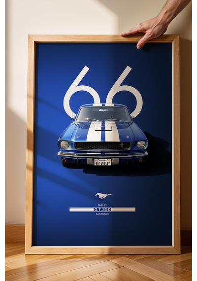 1966 Ford Mustang Shelby Gt350 Çerçeveli Tablo - Special Edition Car Poster