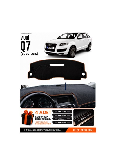 Audı Q7 2005-2015 Uyumlu Torpido Koruma, Torpido Örtüsü, Torpido Kılıfı - Siyah-kahverengi - Au005