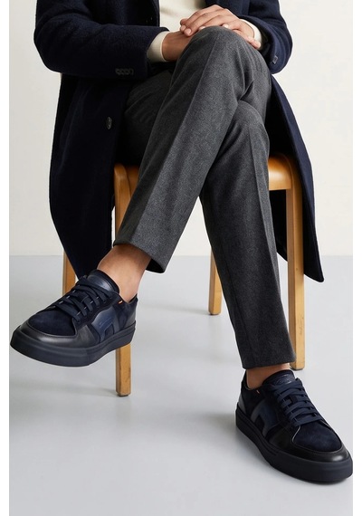Santoni Süet Deri Sneaker Ayakkabı Erkek Ayakkabı Mbgt22221ocntgeuu60 Lacivert