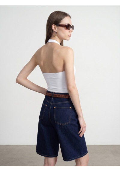 Dilvin 21231 Halter Yaka Bodysuit-beyaz
