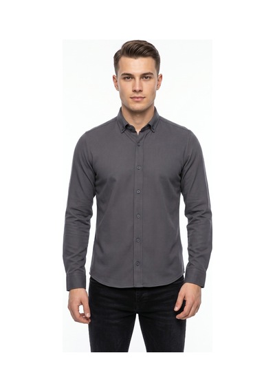 Advante Erkek Spor Slim Fit Uzun Kol Petek Dokulu Gömlek Bgl-st05482 Füme