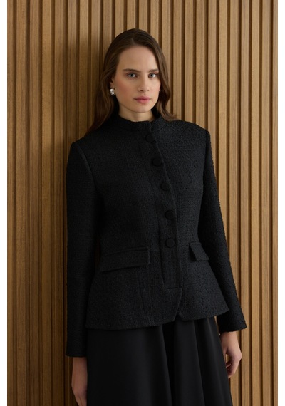 Aker Siyah Tweed Ceket Görünümlü Crep Etekli Elbise Siyah Siyah