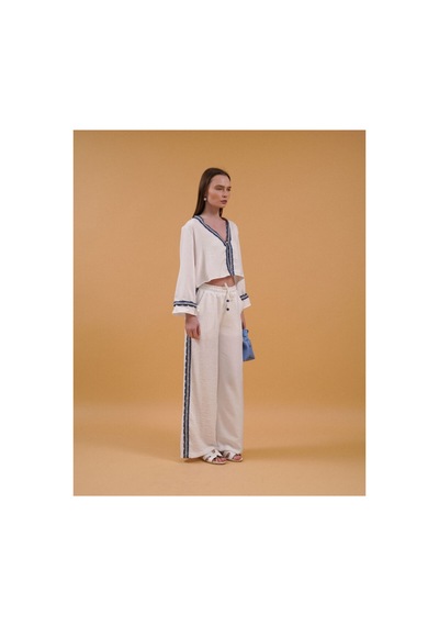 Verymoda Kot Şeritli Pantolon F1890 Krem