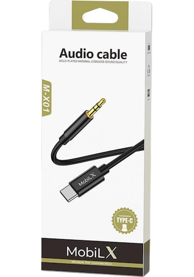Mobilx Type-c To 3.5mm Aux Ses Kablosu 1m, Stereo Destekli, Dayanıklı Örgülü Kablo