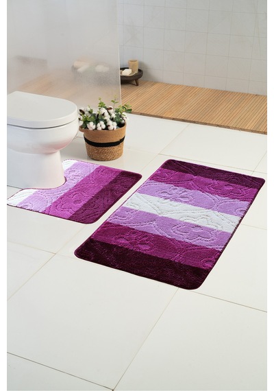 Buççin Online Mağaza Colorline Monza Pembe 60x100cm+60x50cm 2'li Kaymaz Tabanlı Yıkanabilir Banyo Paspası Polipropilen Ka Çok Renkli