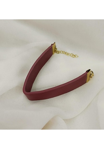 Bileklik Punk Deri Unisex Bordo 1 Adet Bilezik Kadın Kız Aksesuar Bordo
