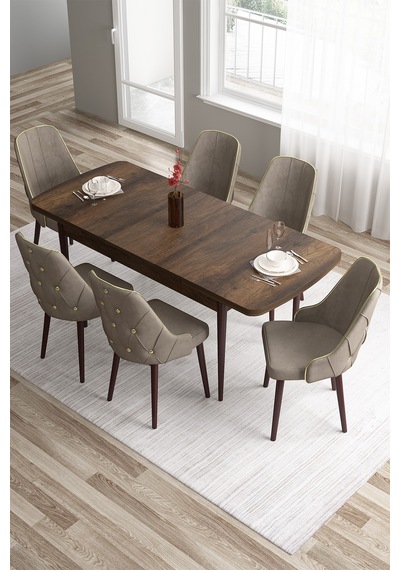 Canisa Tia Serisi 80x132 Açılabilir Mdf Mutfak Masası Takımı Barok Desen Masa 6 Cappucino Sandalye Masa Barok Ahşap Desen Sandalye Cappucino Canisa Tia Serisi 80x132 Açılabilir Mdf Mutfak Masası Takımı Barok Desen Masa 6 Cappucino Sandalye Masa Barok Ahşap Desen Sandalye Cappucino