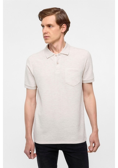 Süvari Bej Regular Armürlü Polo Yaka Tişört-37403 Bej