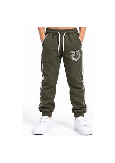 Rony Pony Kids Haki Kaplan Nakışlı 3 İplik Çocuk Eşofman Takımı Bisiklet Yaka Biyeli Sweatshirt Ve Jogger Alt Rony Pony Kids Haki Kaplan Nakışlı 3 İplik Çocuk Eşofman Takımı Bisiklet Yaka Biyeli Sweatshirt Ve Jogger Alt