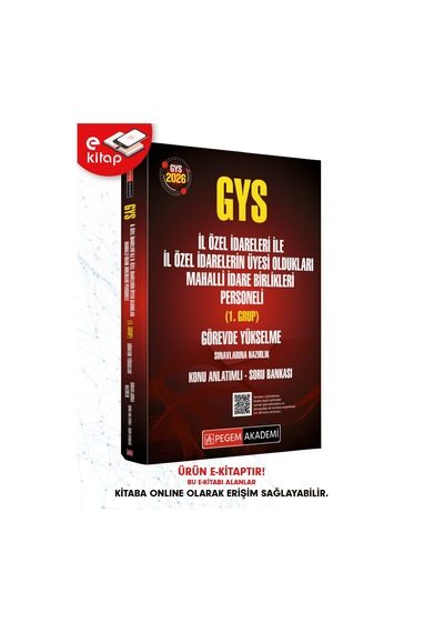 2026 Gys İl Özel İdareleri İle İl Özel İdarelerinin Üyesi Oldukları Mahalli İdare Birlikleri Personeli 1. Grup Görevde Yükselme Sınavlarına Hazırlık Konu Anlatımlı Soru Bankası E-kitap