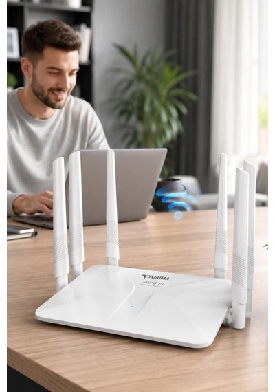Premium Wifi Router 300mbps 6 Antenli 4 Portlu Wr50q Beyaz Aktarım Cihaz Kablosuz