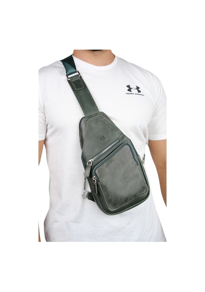 Mft Leather Hakiki Deri Unisex Çapraz Çanta Baggy 6981 Haki