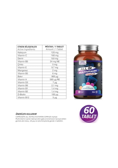 Camrusepa All In Multivitamin Complex 60 Tablet