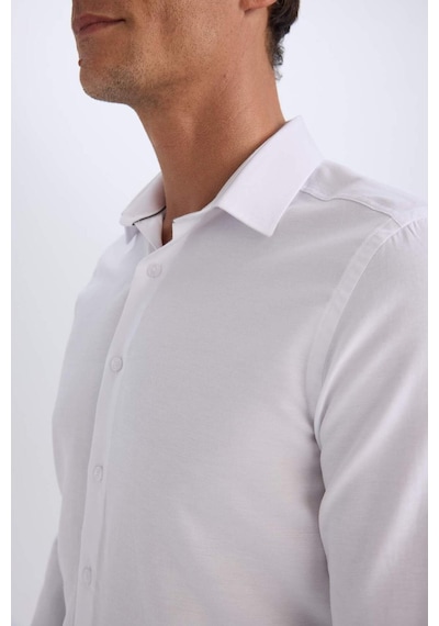 DeFacto Slim Fit Dar Kesim Polo Yaka Kolay Ütülenen Oxford Basic Düz Uzun Kollu Gömlek R4340AZ25SPWT36
