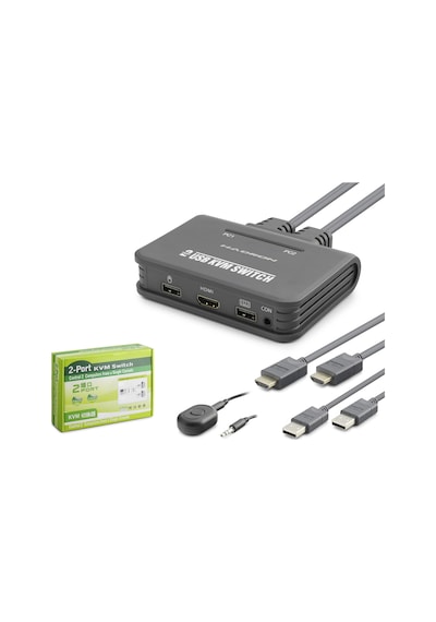 Hadron Hdx1361 Hdmı Kvm Switch 2 Console Usb Dahili Kablolu 2 Hdmı Port Siyah