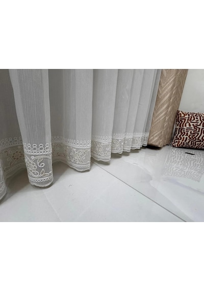 Verona 2048 Gold Çiçekli 1/3 Pileli Tül Perde, 100 X 250 Diğer