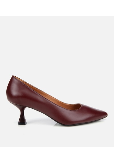 Hotiç Kadın Deri Bordo Esnek Tabanlı İnce Topuklu Stiletto