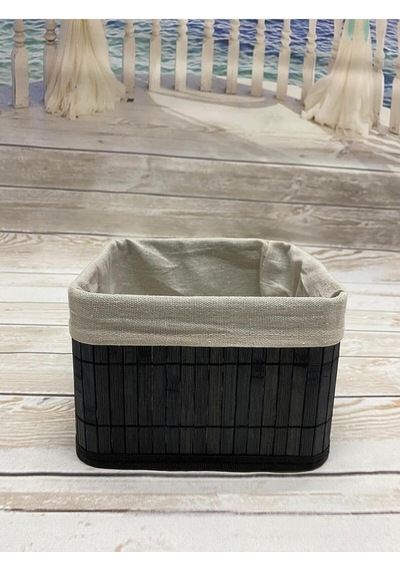 Bambu Çok Amaçlı Saklama Kutusu Düzenleyici Kare Organizer, Dekoratif Bambu Düzenleyici Siyah 20x20x13cm Diğer