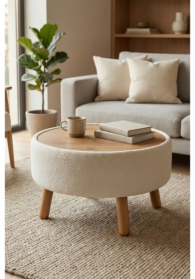 İriva Sandıklı Mekanizmalı Orta Sehpa/bench, Kırık Beyaz