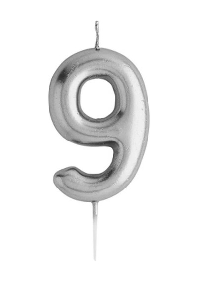 Rakamlı Gümüş Silver Pasta Mumu Yaş 9