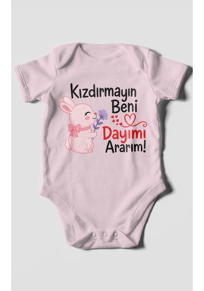 Morivokids Kızdırmayın Beni Dayımı Ararım Kısa Kollu Bebek Body %100 Pamuk Zbn165-kk Bebe Pembe