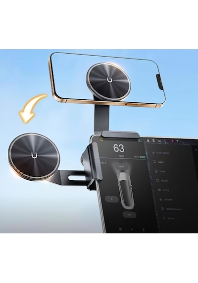 Manyetik Araç Telefon Tutucu, Tesla Ekran Manyetik Telefon Tutucu Standı, Titreşim Önleyici, Kaymaz Tasarım Model Y/juniper Uyumlu, 360 Döner, Araç İçi Klips Kolay Montaj 2 Mixed