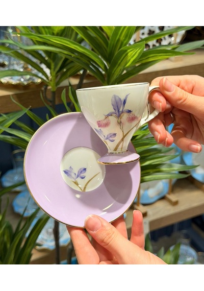 6 Kişilik Flora Kahve Fincan Takımı -5498 Mor