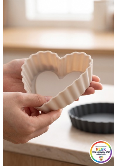 Silikon Mini Tart Kalıbı 6'lı Set Kalp Yuvarlak Tartolet Kalıbı Platinum Silikon 12 Cm Çok Renkli