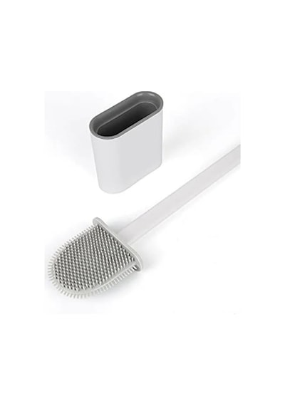 Silikon Banyo Tuvalet Klozet Temizleme Fırçası Ve Tutucu Açık Ahşap