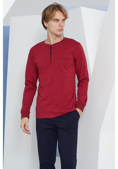 Kly Erkek Uzun Kol Midi Yaka Bordo Pijama Takımı C9t2n4o4 001